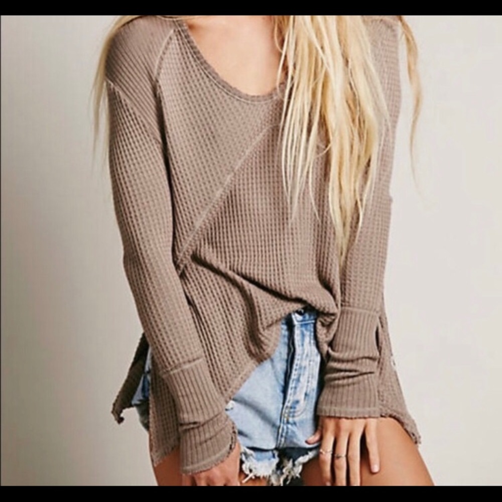 Free people sunset park waffle knit tunic